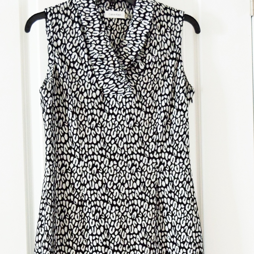 Calvin Klein Sheath Dress Shawl Collar